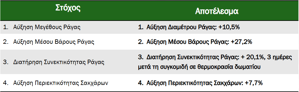 Πίνακας - Σύνοψη Αποτελεσμάτων​ επιτραπέζια ελιά μοσχάτο