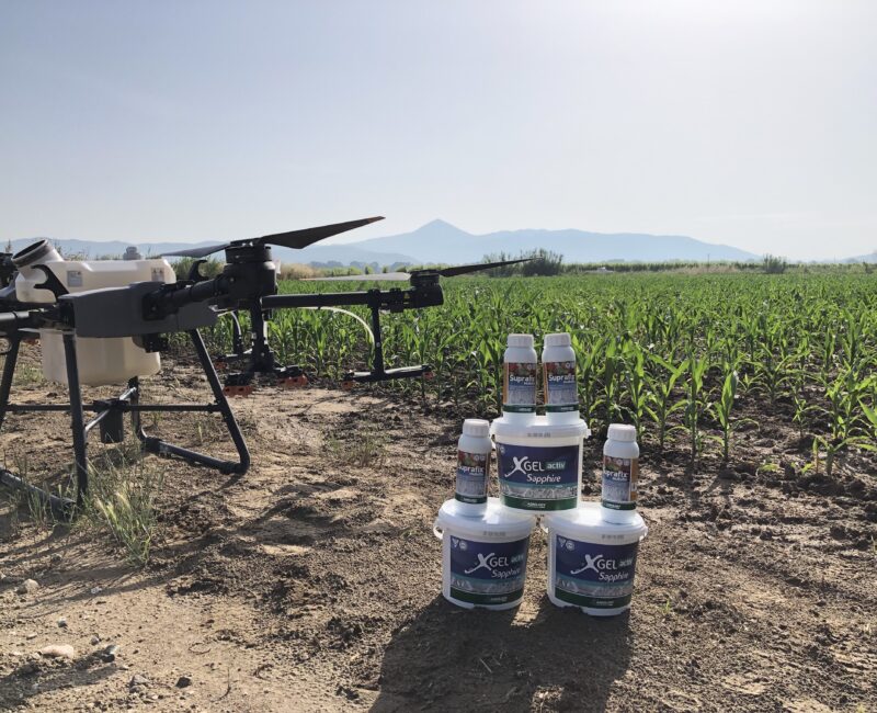 XGel activ Sapphire + Suprafix MoboZin - Εφαρμογή με Drone ψεκασμού