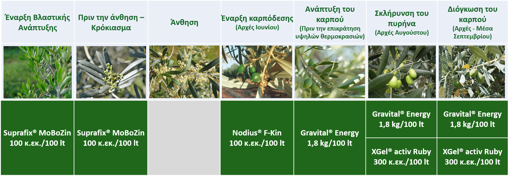 Εικόνα 3. Πρόγραμμα Λειτουργικής Θρέψης Καλλιεργειών® – Ελαιοποιήσιμη Ελιά